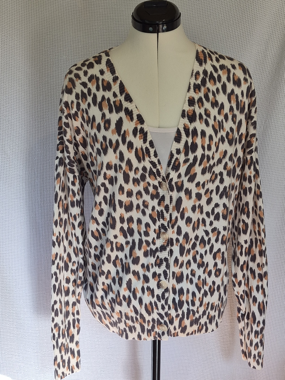 LOFT Leopard Print Cardigan in Cream, Brown & Black